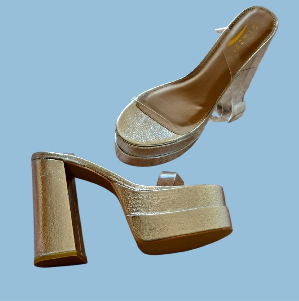 Glaze Gold Platform Heels for Women